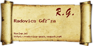 Radovics Géza névjegykártya