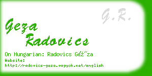 geza radovics business card